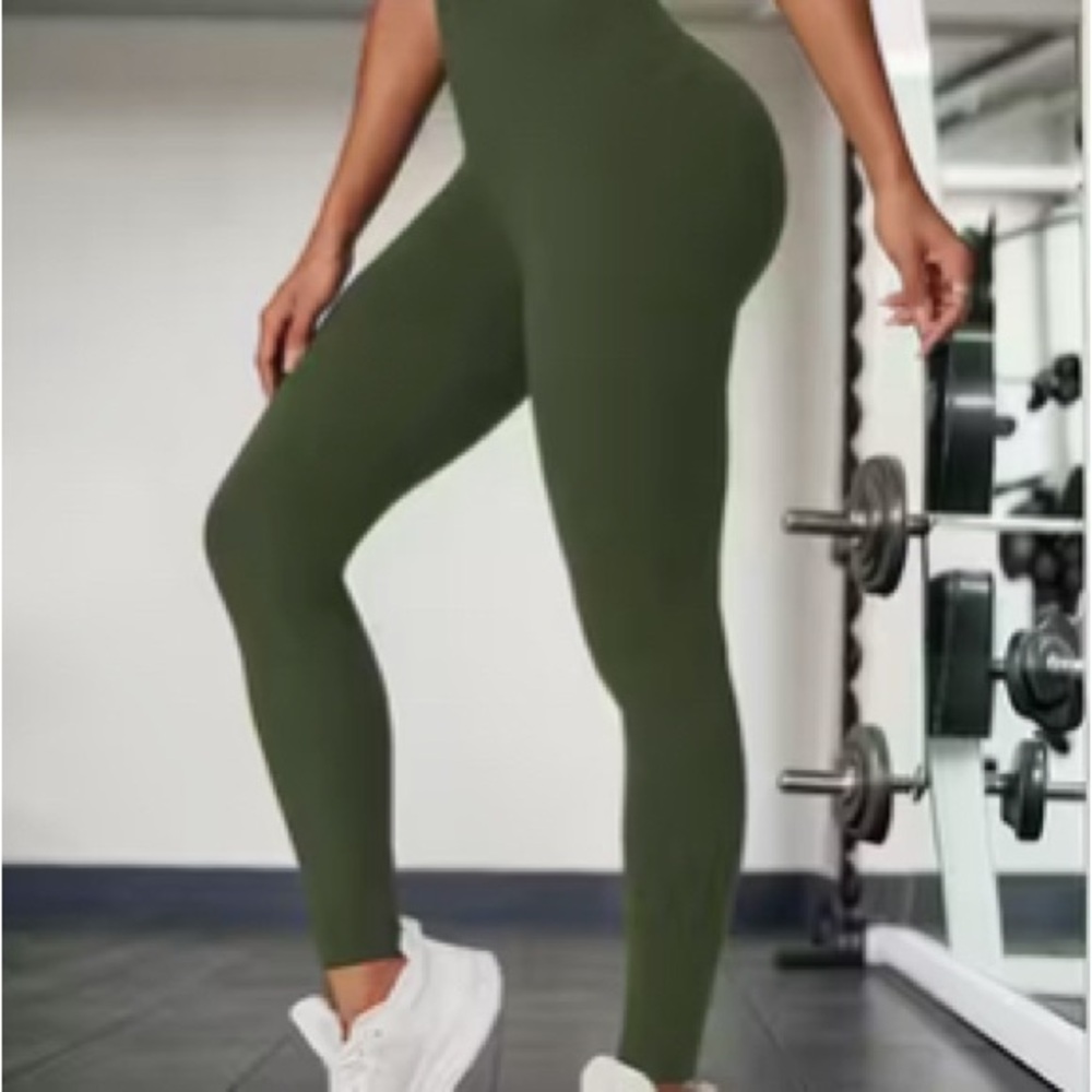 Olive High-Waist Stretch Leggings